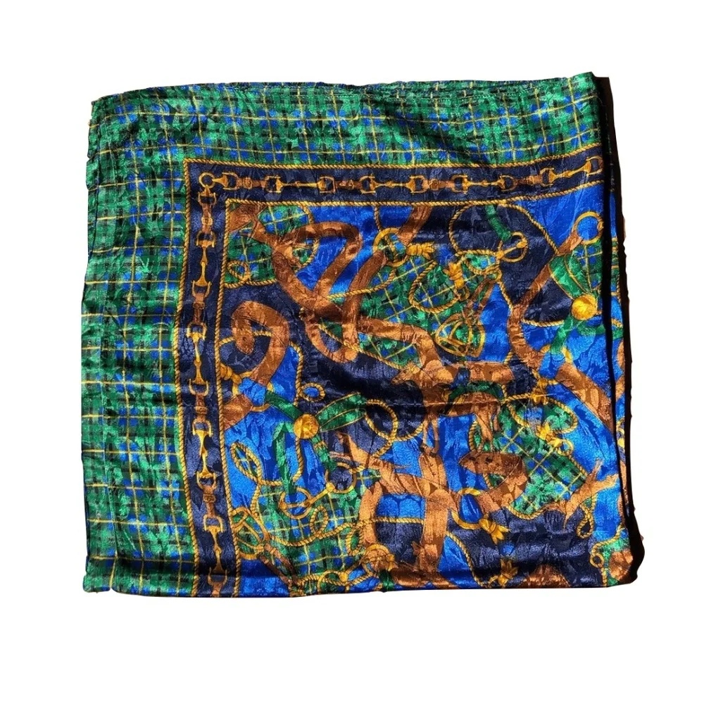 Colorful Blue/Green Patterned Scarf - Picture 1 of 4